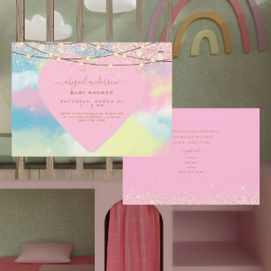 Rosa hjärtljus Baby Shower  Inbjudningar