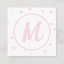 Rosa hjärtmönster flickaktig romantisk monogram