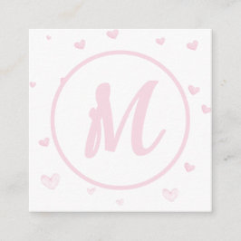 Rosa hjärtmönster flickaktig romantisk monogram tilläggskort