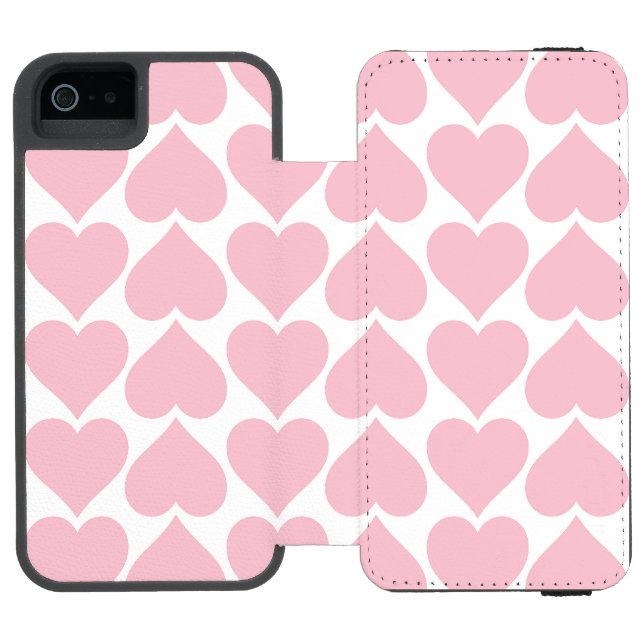 Rosa hjärtmönster, Romantiskt, Kärlek Incipio iPhone Wallet Skal (Folio Öppen)