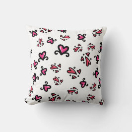 Rosa hjärtmönster – Sött doodle-design Kudde