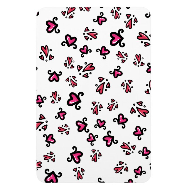 Rosa hjärtmönster – Sött doodle-design Magnet (Vertikal)