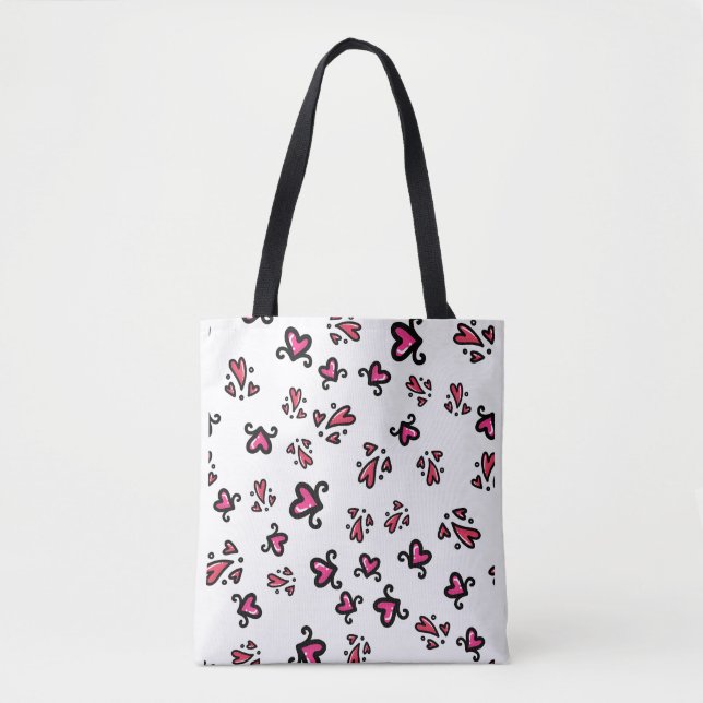 Rosa hjärtmönster – Sött doodle-design Tygkasse (Framsida)
