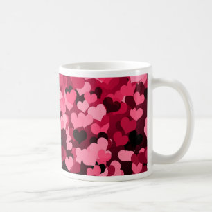 Rosa hjärtor för raddor, gulligt kärlekmönster kaffemugg