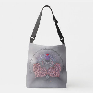 Rosa hjärtor med silvernycklar & Fleur di lis Axelväska