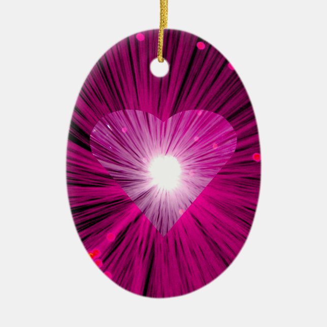 Rosa Hjärtprydnadsoval Julgransprydnad Keramik (Framsidan)