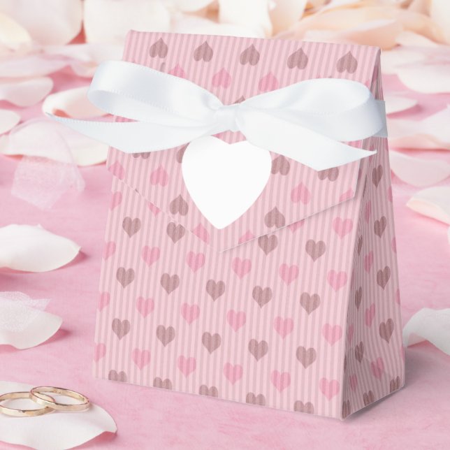 Rosa hjärtstrimlad Alla Hjärtans Dag-mönster Presentaskar (Bröllop)