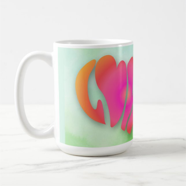 Rosa Hjärttext för  på Alla hjärtans dag i kärlek Kaffemugg (Vänster)