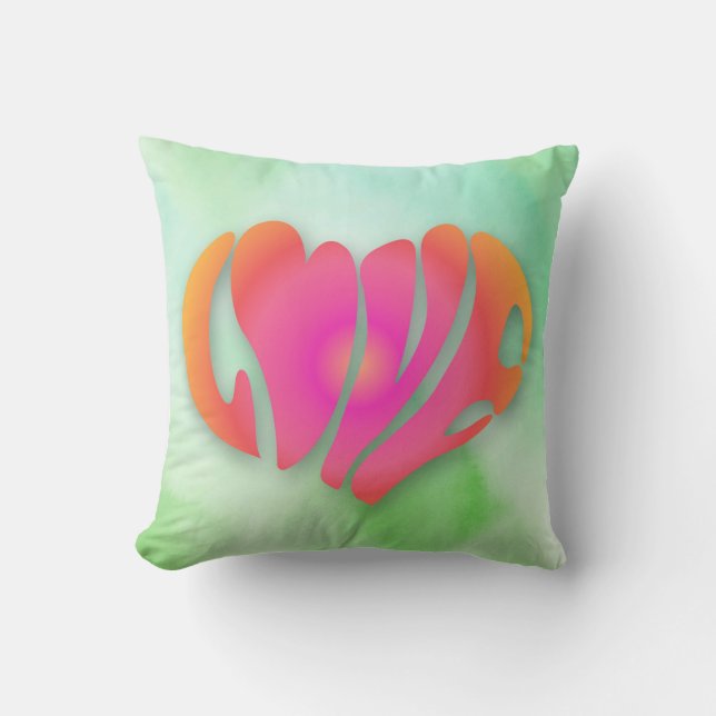 Rosa Hjärttext för  på Alla hjärtans dag i kärlek Kudde (Framsida)