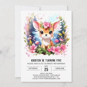 Rosa Hjort Boho Girl Birthday-inbjudan Inbjudningar