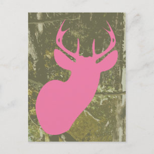 Rosa Hjort + Camo Birthday vykort Inbjudan