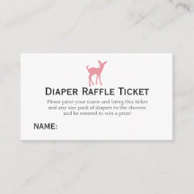 Rosa Hjort Diaper Raffle Biljett Girls Baby Shower