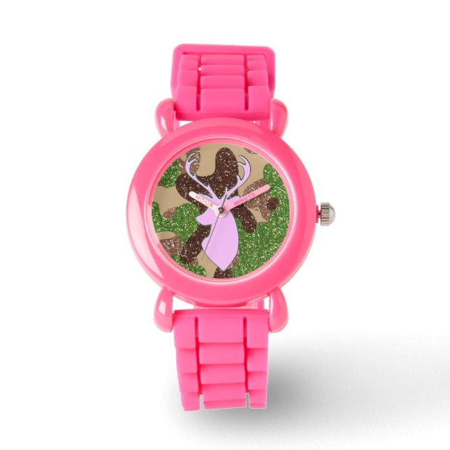 Rosa hjort och glitter camo Watch Watch Armbandsur (Framsida)