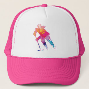 Rosa Hockey Player Watercolor Cap Keps