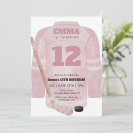 Rosa hockeytröja födelsedagsfest för flickor Sport Inbjudningar