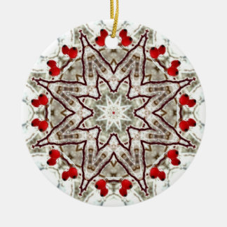 Rosa höfter på is julgransprydnad keramik