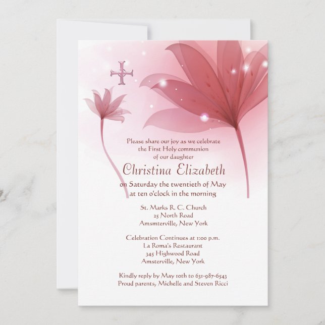 Rosa - hög inbjudan (Framsida)