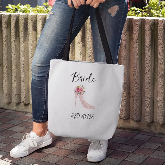 Rosa högklackade bröllopsdusch-toteväskor tygkasse (Skapare uppladdad)