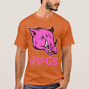 Rosa Hogs Razorback Head med rosa rosett band T Shirt