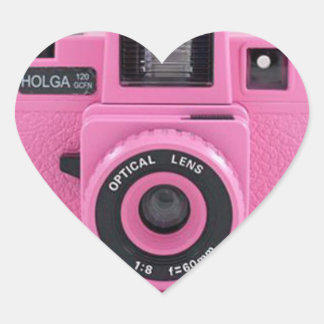 Rosa Holga Sticker Hjärtformat Klistermärke