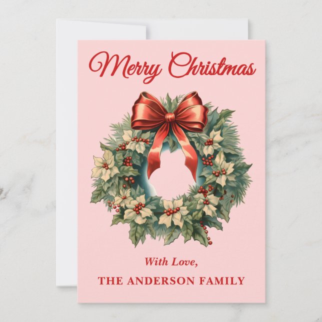 Rosa Holly Berry-julfransen Julkort (Framsida)