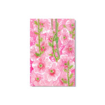 Rosa Hollyhock Mallow Malva Flower Blommigt Painti