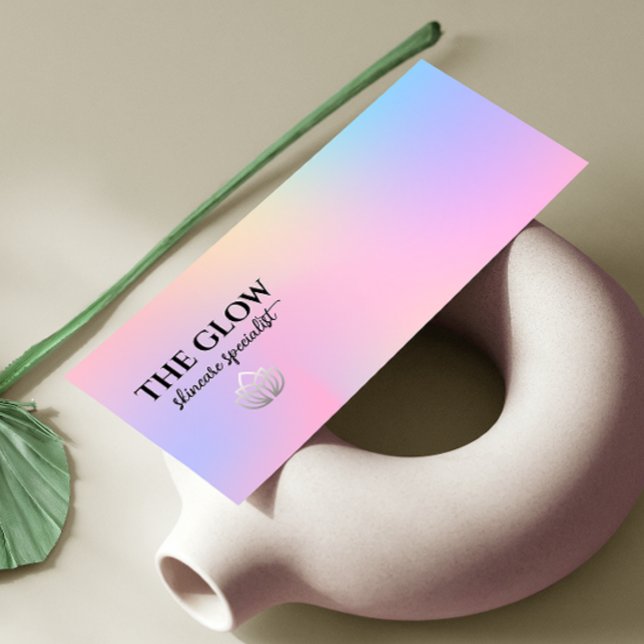 Rosa Holografik Iridescent Esthetician Mini Visitkort (Pink Holographic Iridescent Esthetician Mini Business Card)