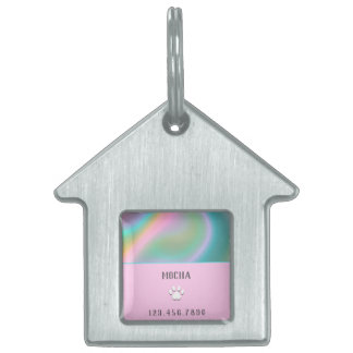 Rosa holografisk ID-bricka husdjur