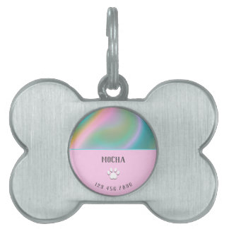 Rosa holografisk ID-bricka husdjur