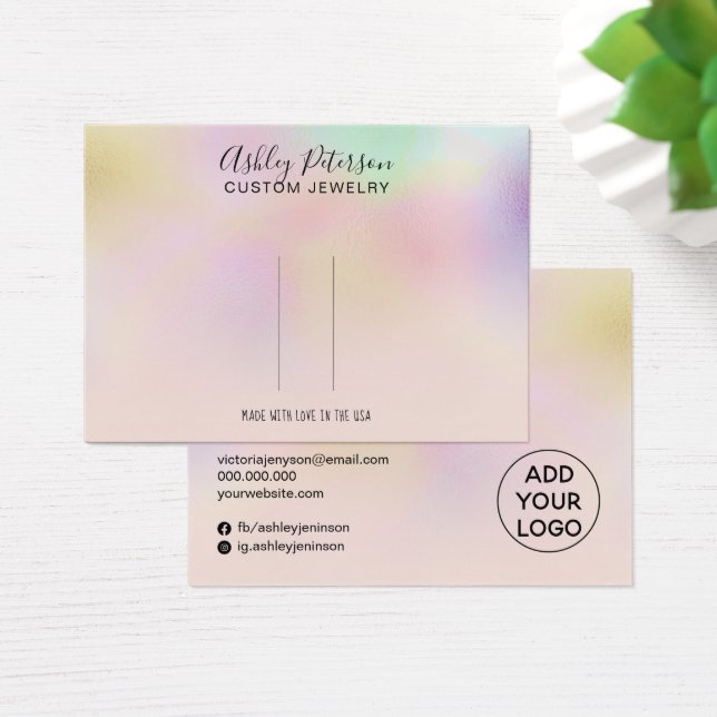 Rosa holografisk ombre barrette-visning visitkort (Skivbord)