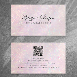 Rosa Holografiskt QR-kod Luxe Visitkort