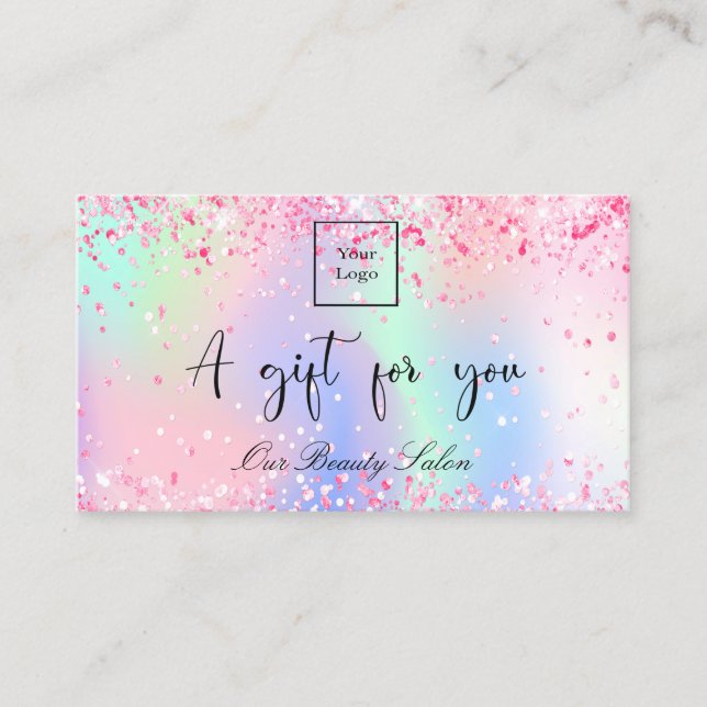  rosa-holografiskt QR-presentcertifikat Visitkort (Framsida)