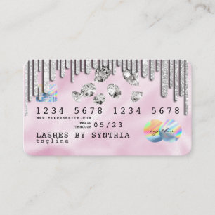 Rosa Holograph Unicorn Kredit Card-diamanter Visitkort