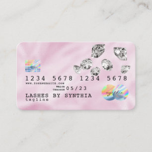 Rosa Holograph Unicorn Kredit Card-diamanter Visitkort