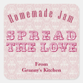 Rosa Homemade Sylt Canning Stickers Fyrkantigt Klistermärke