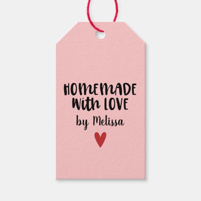 Rosa Homemade with Kärlek Gift Märkres Presentetikett (Framsidan)