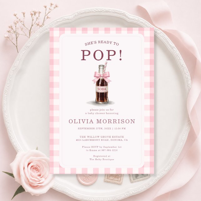 Rosa Hon Är Redo Att Få Barn Babyshower Inbjudningar (Skapare uppladdad)