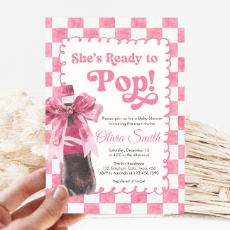 Rosa Hon är redo att poppa Baby Shower Inbjudan