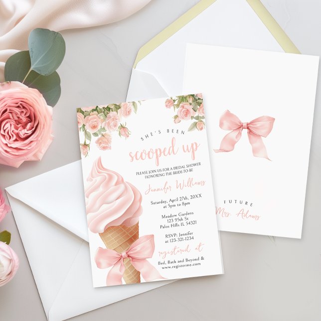 Rosa Hon har fått en Möhippa av iskräm Inbjudningar (Skapare uppladdad)