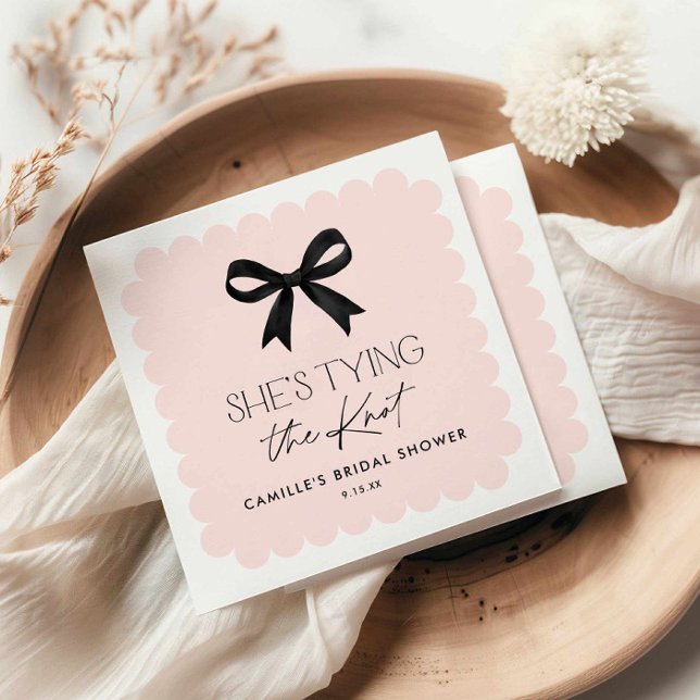 Rosa... Hon tar Möhippan Know. Pappersservett (Pink She's Tying the Knot Bridal Shower Napkins)