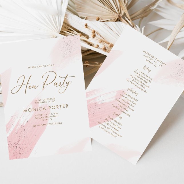 Rosa Höns Party Program, Sista Baksmällan Helg Inbjudningar (Pink Hen Party Itinerary, Bachelorette Weekend Invitation)