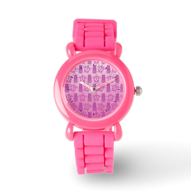Rosa Honu och Tiki maskerar Armbandsur (Framsida)