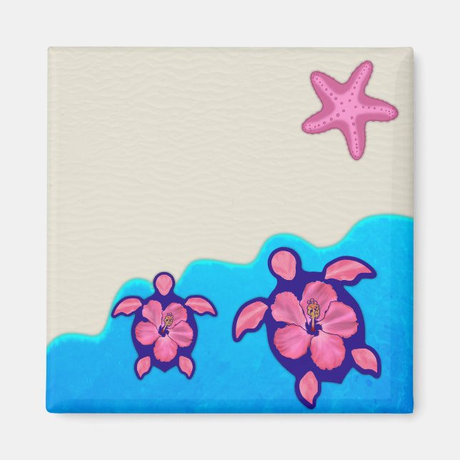 Rosa Honu Turtles Magnet (Framsidan)