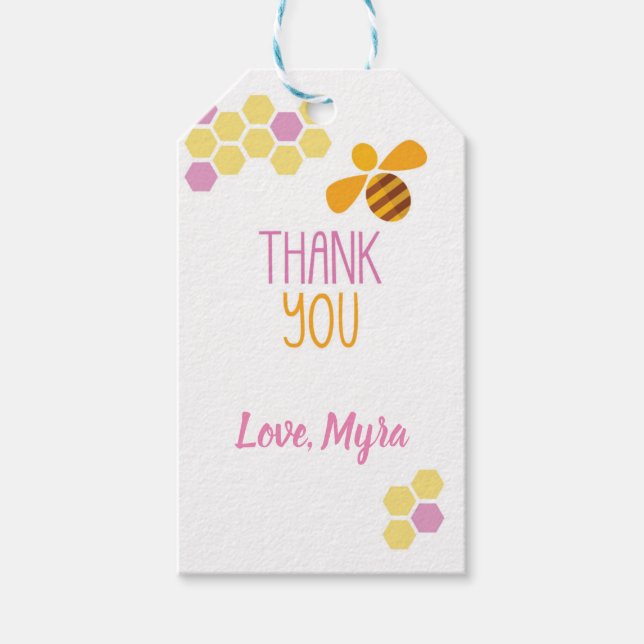 Rosa Honungsbin Gift Märkre Presentetikett (Framsidan)