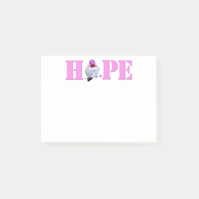 Rosa HOPE Hummingbird Photo 4x3 Notes Post-it Block (Framsida)