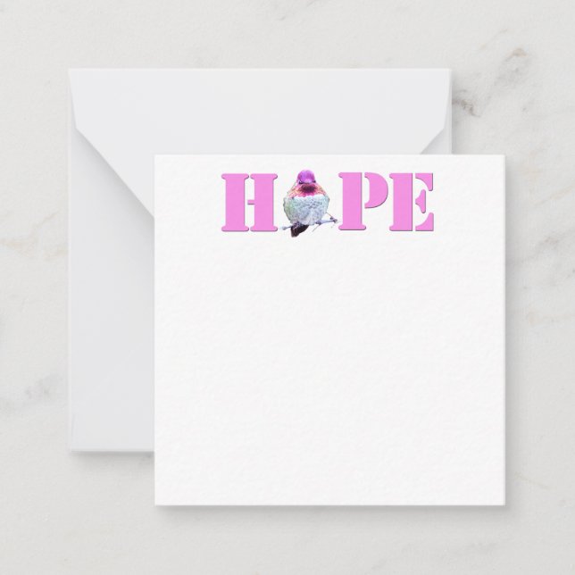 Rosa HOPE Hummingbird Photo Flat Note Cards Anteckningskort (Framsida)