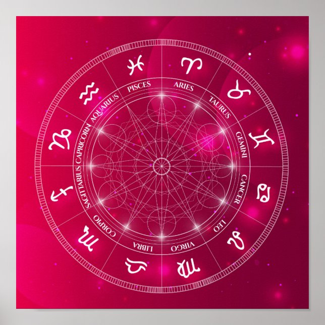 Rosa Horoscope Astrology-hjuldiagram Poster (Framsidan)