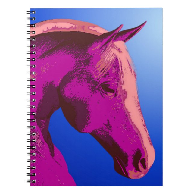Rosa Horse Head Abstrakt Animal Art Notebook Anteckningsbok (Framsidan)