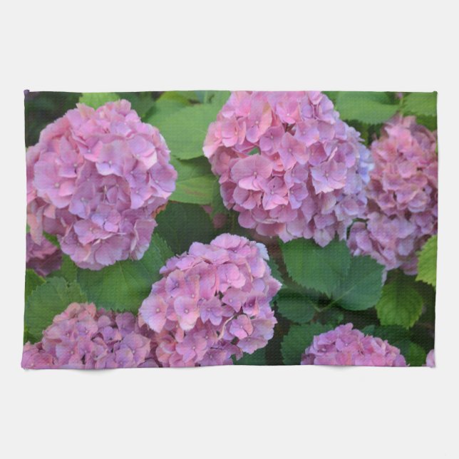 Rosa Hortensia hydrangea bush Kökshandduk (Horisontell)