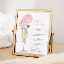 Rosa hortensia i guldglas Bar Meny Poster